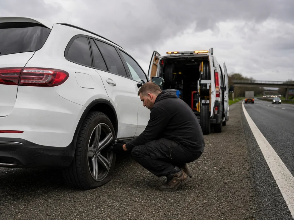 Motorway Roadside Tyre Assistance White Suv