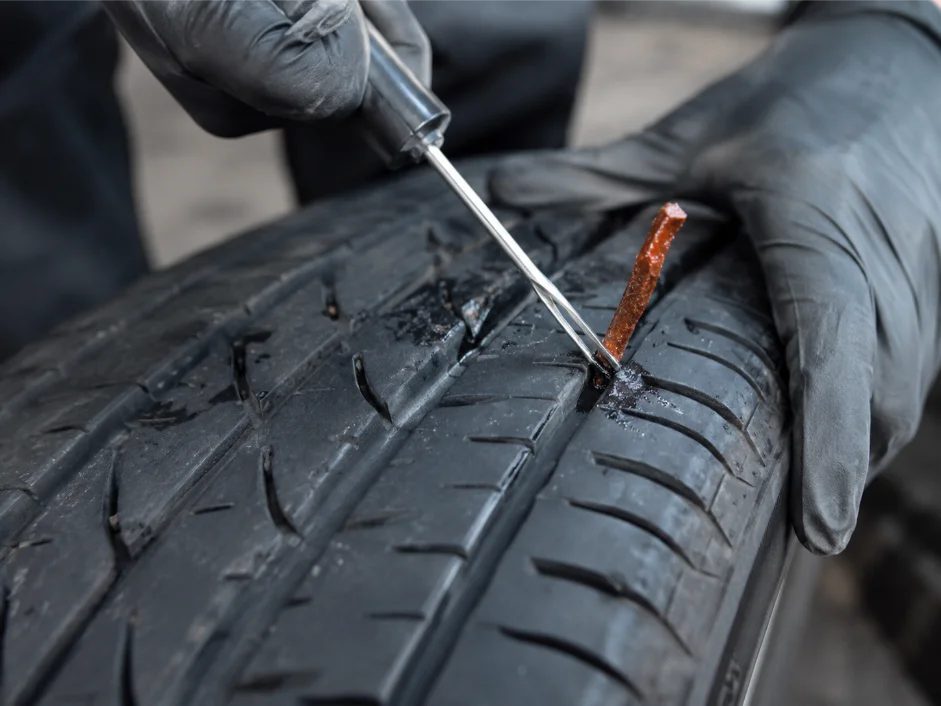 Tyre Puncture Plug repair closeup